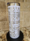 20oz skinny white tumbler with uplifting words of encouragement like "Resilience," "Brave," and "Fighter" in elegant, modern typography—designed to inspire hope and positivity for anyone facing illness or recovery.
