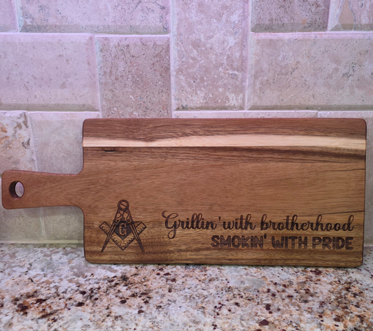 "Brotherhood" Masonic Acacia Wood Engraved Cutting Board