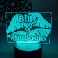 LED light engraved with Lips and couple names