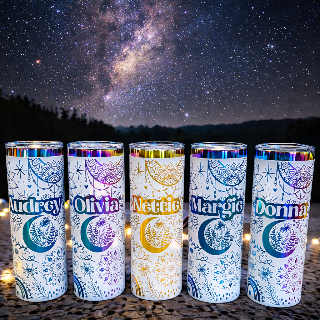 Full wrap boho design 20oz rainbow tumbler