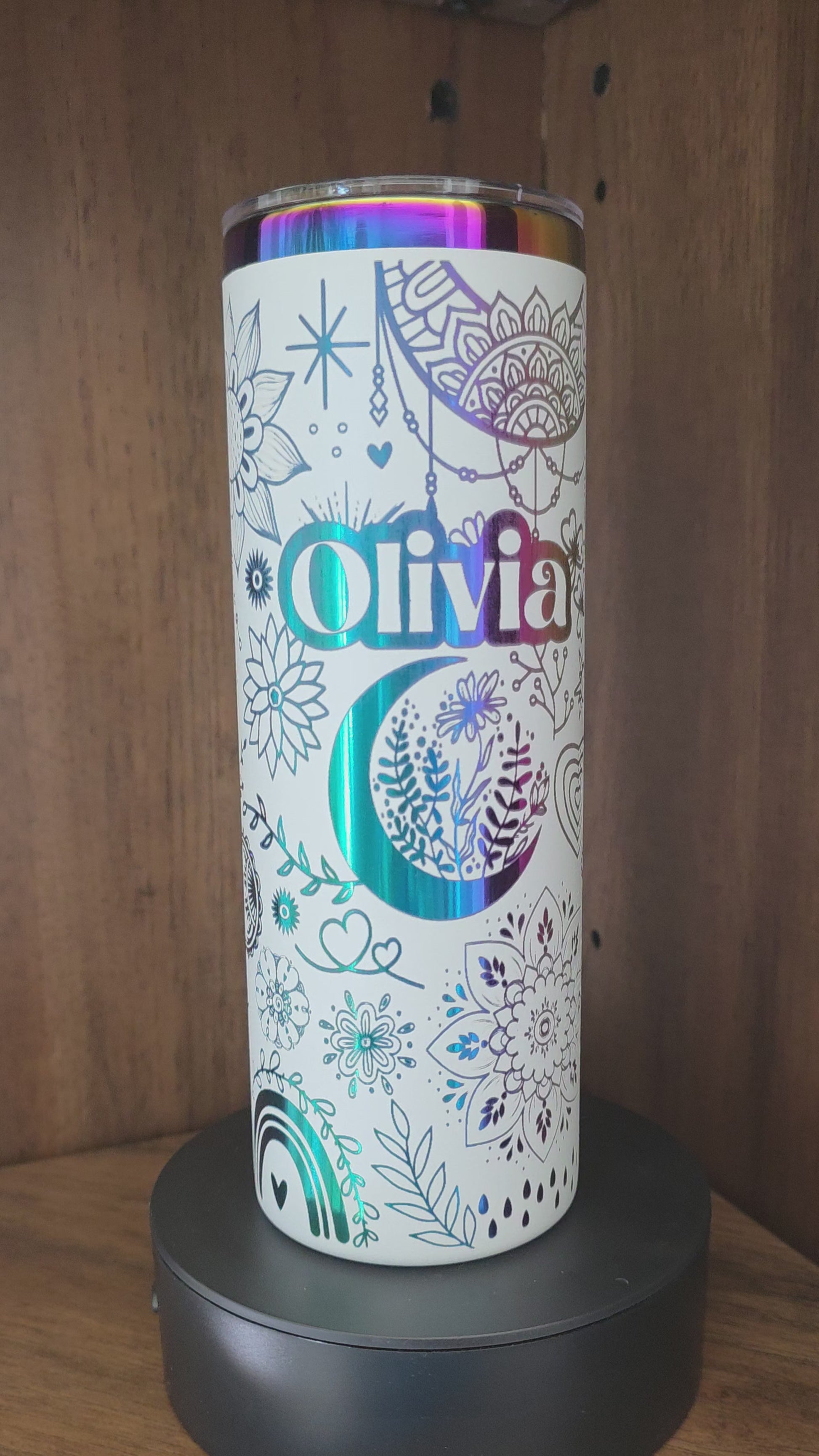 Full wrap boho design 20oz rainbow tumbler