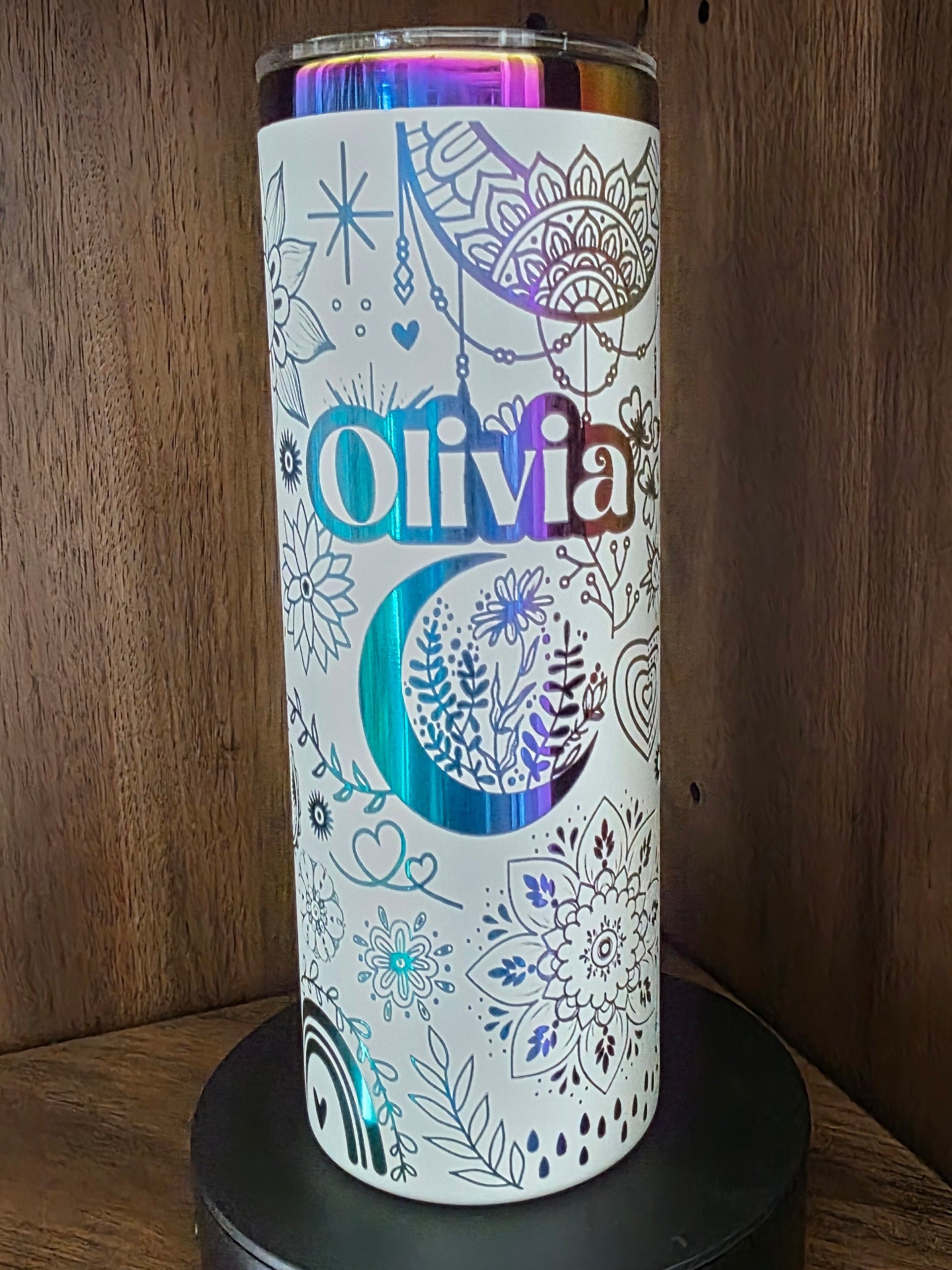 Full wrap boho design 20oz rainbow tumbler