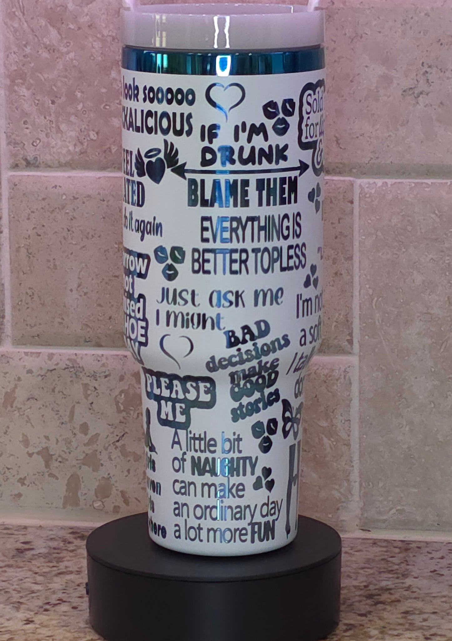 💙 Too Hot to Handle: 40oz White Tumbler with Spicy Blue Chrome Attitude 💋