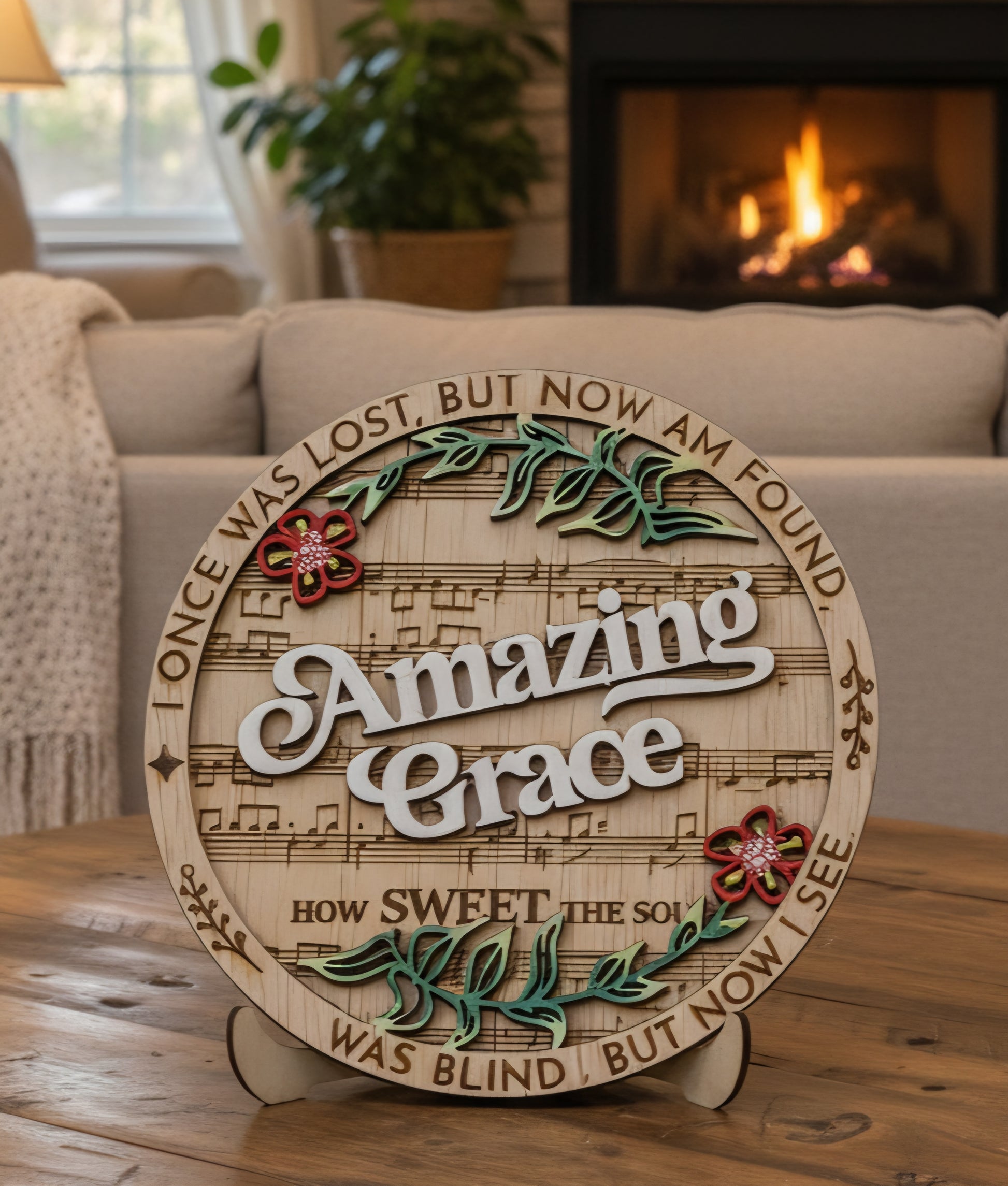 Amazing Grace with painted flowers